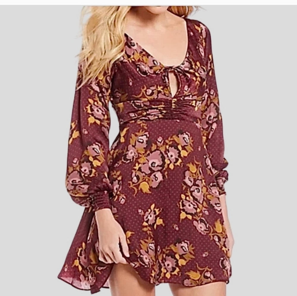 ❤️HOST PICK❤️NWOT Free People Morning Light Dress in Burgundy  / Wine